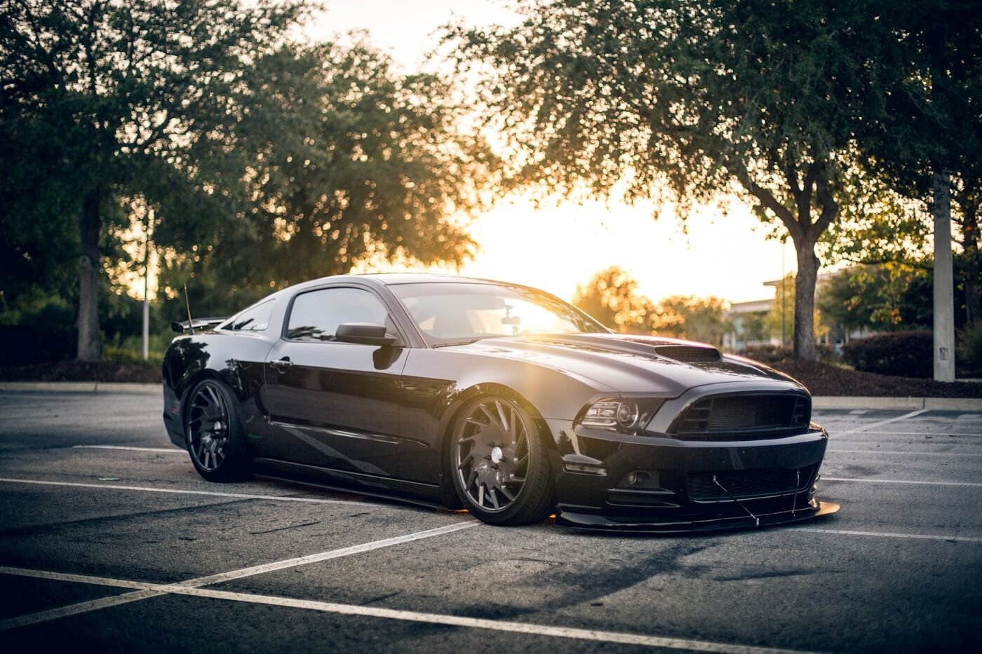 Ford Mustang sports car at dusk on a Goa coastal road
